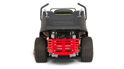 a red and black toy tractor