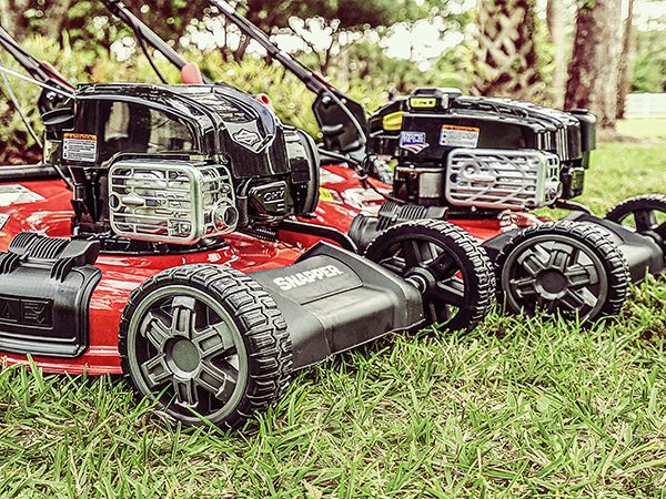 Up close shot of Snapper push mowers